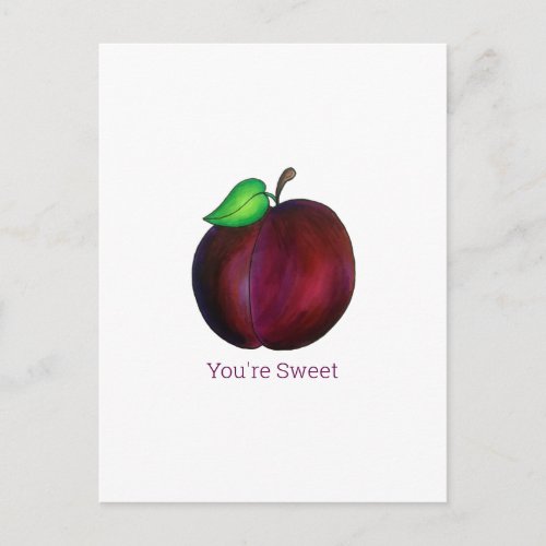 Ripe Summer Purple Plum Fruit Youre So Sweet Postcard