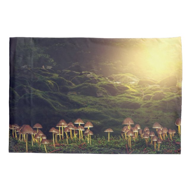 Ripe Wild Mushrooms in the Forest Pillow Case (Back)