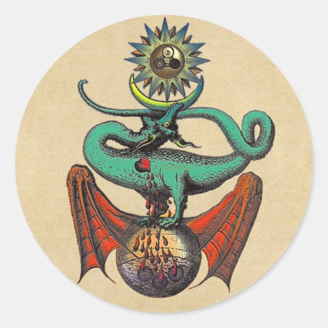 Ripley Scroll Alchemy Dragon Classic Round Sticker (Front)