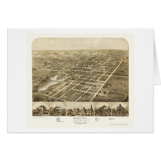 Ripon, WI Panoramic Map - 1867 Cards (Front Horizontal)