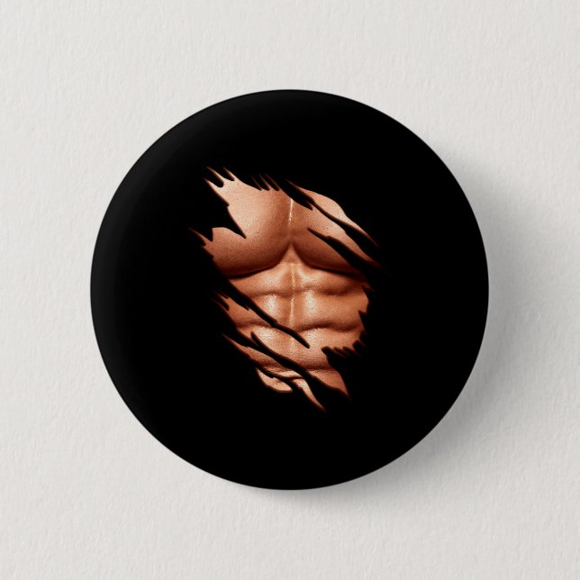 Ripped Abs Clic Funny  Button (Front)