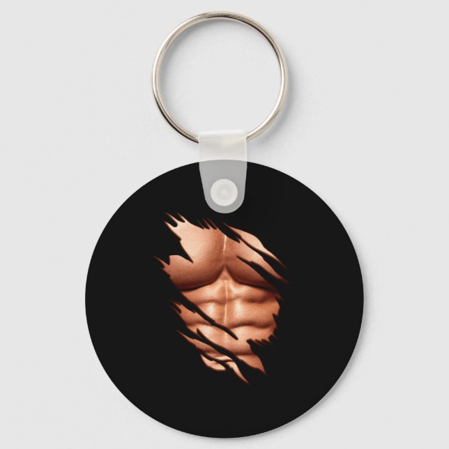 Ripped Abs Clic Funny  Keychain (Front)