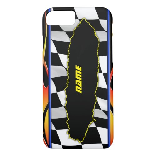 Ripped Checkered Flag And Hot Rod Flames iPhone 87 Case