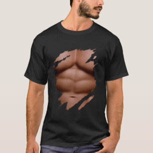Ripped Chest Six Pack Abs Muscles Bodybuilder Ragi T-Shirt