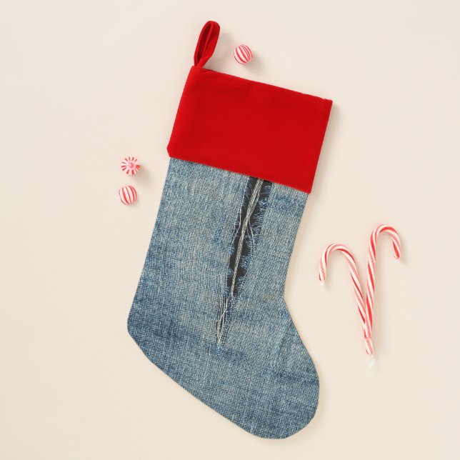 Ripped Denim Christmas Stocking (Front)