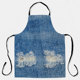 Ripped Denim Jeans Close-Up Texture. Apron