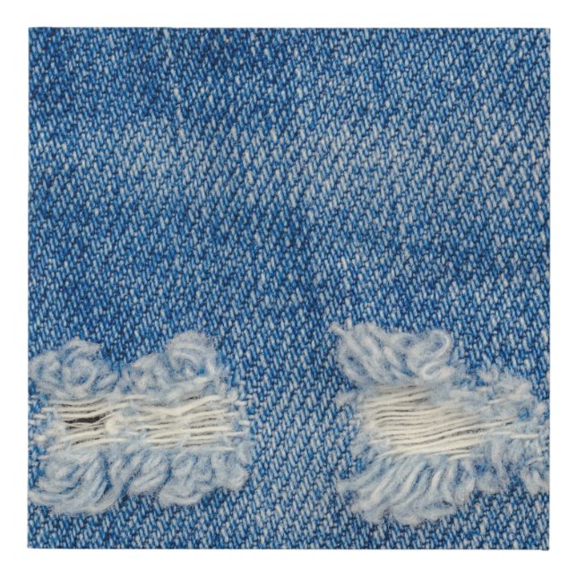 Ripped Denim Jeans Close-Up Texture. Faux Canvas Print (Front)