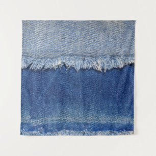 Ripped Denim Jeans Fabric Background Tapestry