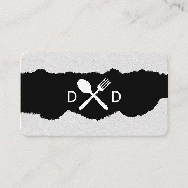 Ripped Food Utensils Business Card (Front)
