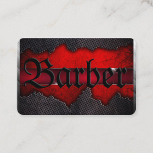 Ripped Grey Metal over Deep Red on a Business Card