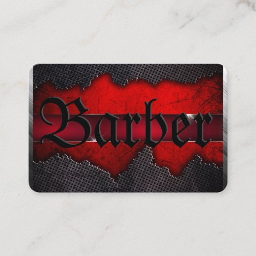 Ripped Grey Metal over Deep Red on a Business Card