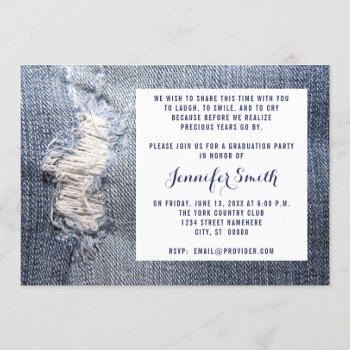 Ripped Jeans Look Graduation Invitations by CarriesCamera at Zazzle