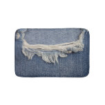 Ripped jeans texture, stylish background. bath mat