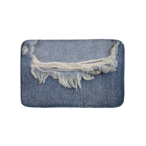 Ripped jeans texture stylish background bath mat