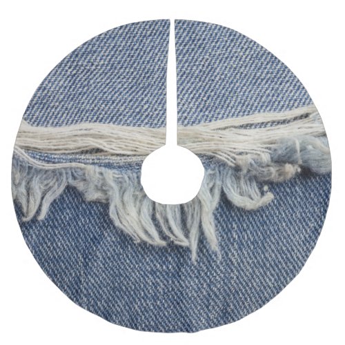 Ripped jeans texture stylish background brushed polyester tree skirt