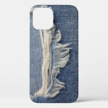 Ripped jeans texture, stylish background. iPhone 12 case