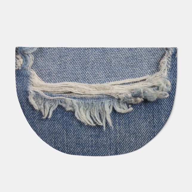 Ripped jeans texture, stylish background. doormat (Front)