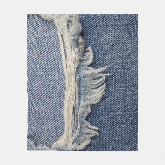 Ripped jeans texture, stylish background. fleece blanket (Front)