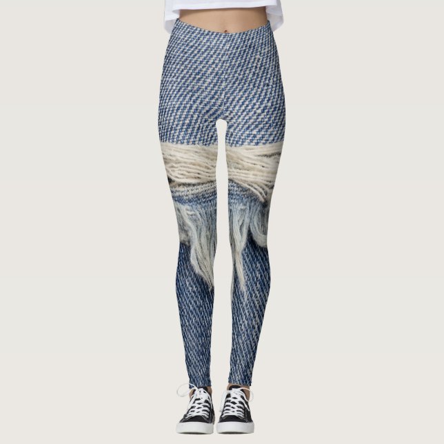 Ripped jeans texture, stylish background. leggings (Front)