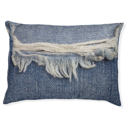 Ripped jeans texture stylish background pet bed