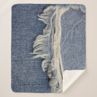 Ripped jeans texture, stylish background. sherpa blanket