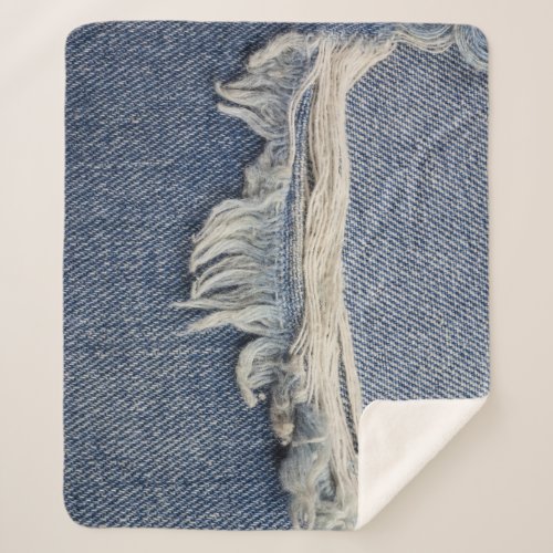 Ripped jeans texture stylish background sherpa blanket
