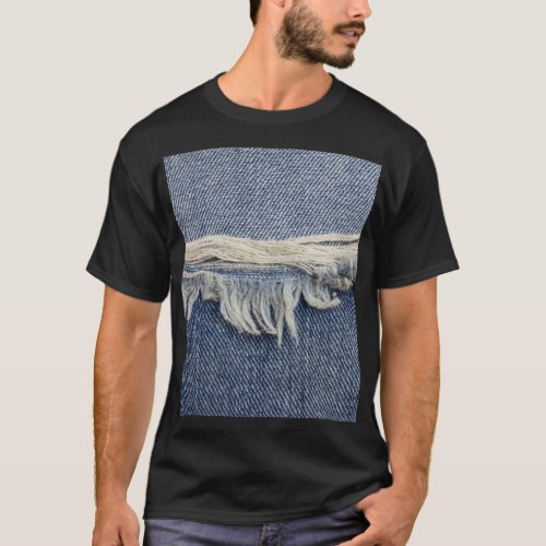 Ripped jeans texture stylish background T_Shirt