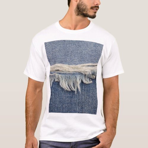 Ripped jeans texture stylish background T_Shirt