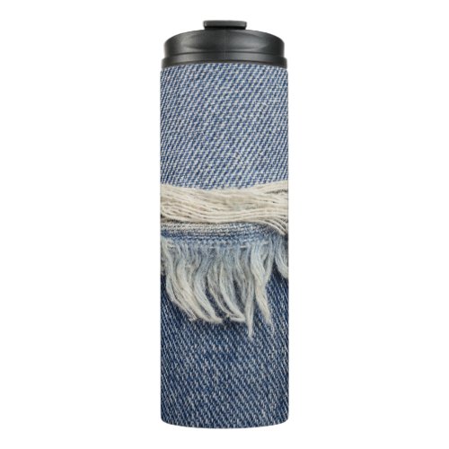 Ripped jeans texture stylish background thermal tumbler