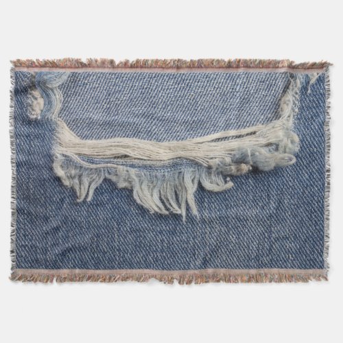 Ripped jeans texture stylish background throw blanket