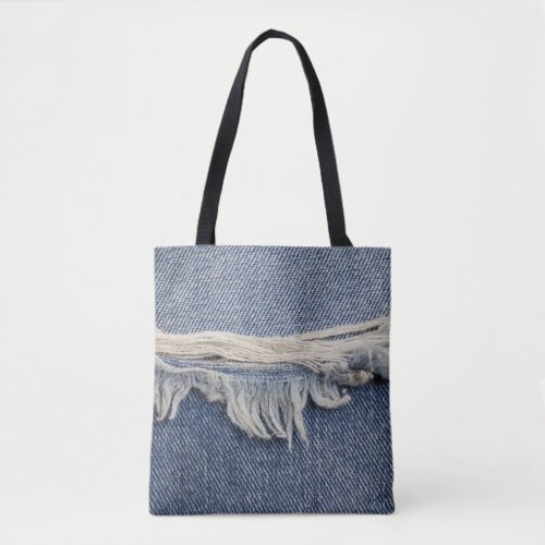Ripped jeans texture stylish background tote bag