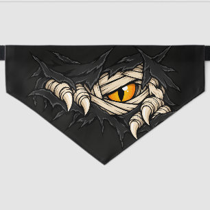 Ripped Mummy Eye Glowing Monster Halloween Pet Bandana Collar