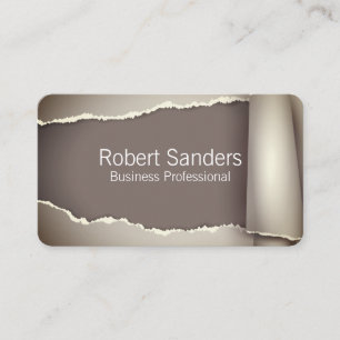 Ripped Paper Grey Background Business Card