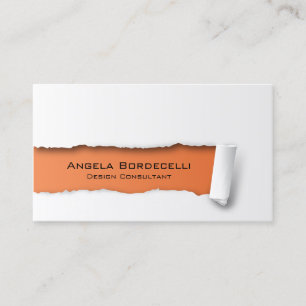 Ripped Paper Orange Business Card