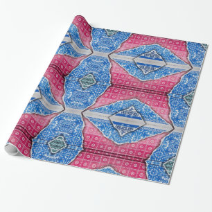 Ripped Pattern Broken Tile Vibrant red blue Wrapping Paper