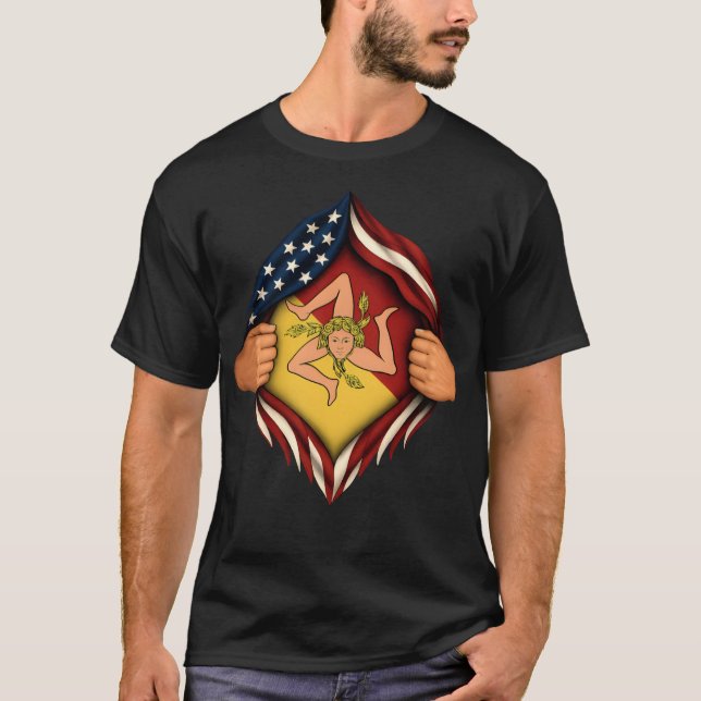 Ripped shirt design Sicilian American flag (Front)