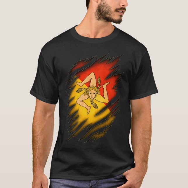 Ripped shirt design with Sicilian flag (Front)