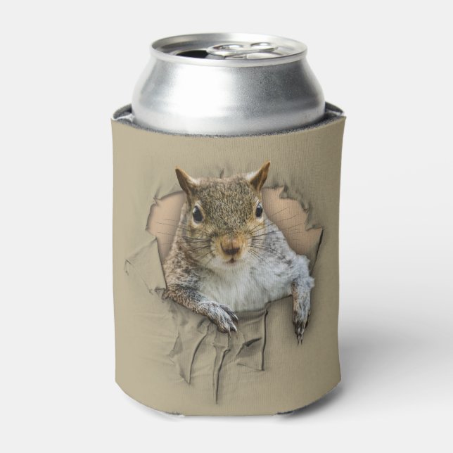 Ripped Shirt Squirrel Can Cooler (Can Front)