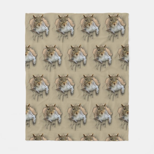 Ripped Shirt Squirrel Fleece Blanket (Front)
