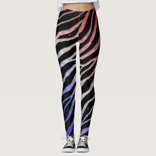 Ripped SpaceTime Stripes - Blue/White/Red Leggings