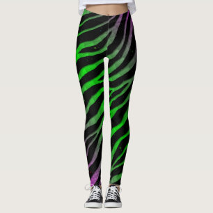 Ripped SpaceTime Stripes - Pink/Green Leggings