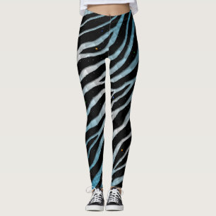 Ripped SpaceTime Stripes - Sky Blue/White Leggings