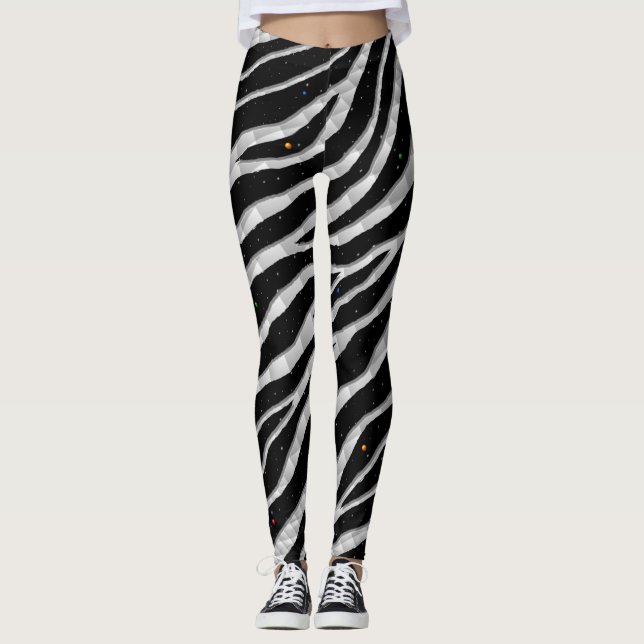 Ripped SpaceTime Stripes - White Leggings (Front)