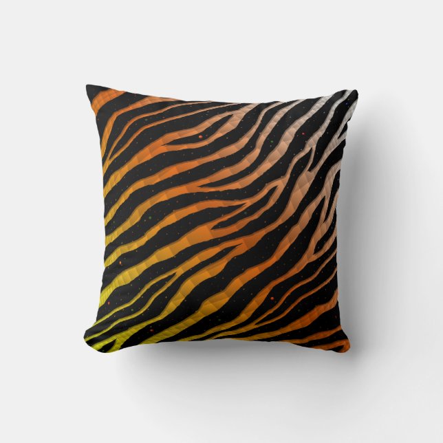 Ripped SpaceTime Stripes - Yellow/Orange/White Throw Pillow (Front)
