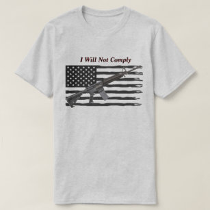 Ripped USA Flag I Will Not Comply Light T-Shirt