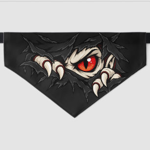 Ripped Vampire Red Eyed Monster Halloween Pet Bandana Collar