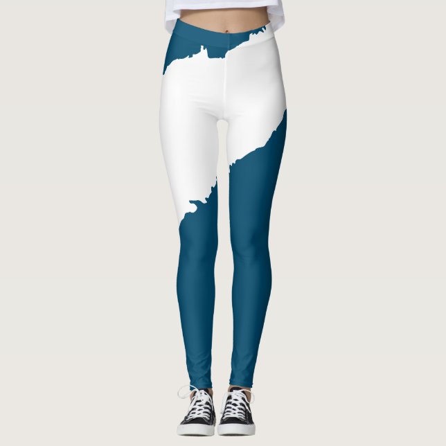 Ripped Wave Ocean blue Leggings (Front)