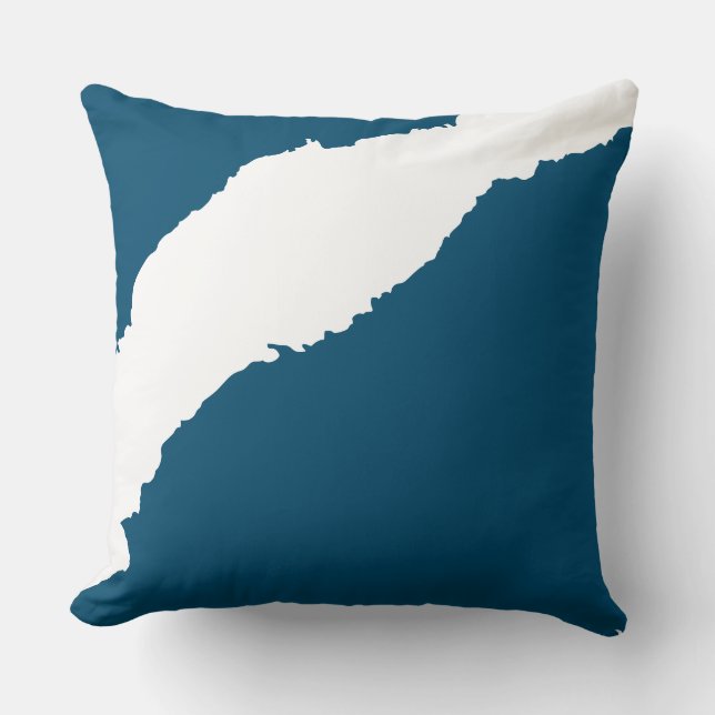 Ripped Wave Ocean blue Throw Pillow (Front)