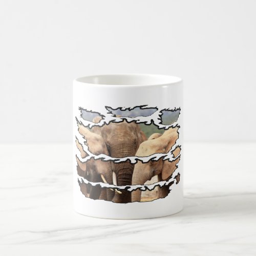 Ripped Wildlife Elephant Family Coffee Mug