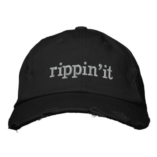 Rippinit One Word Skater Lingo Text Typography Embroidered Baseball Cap